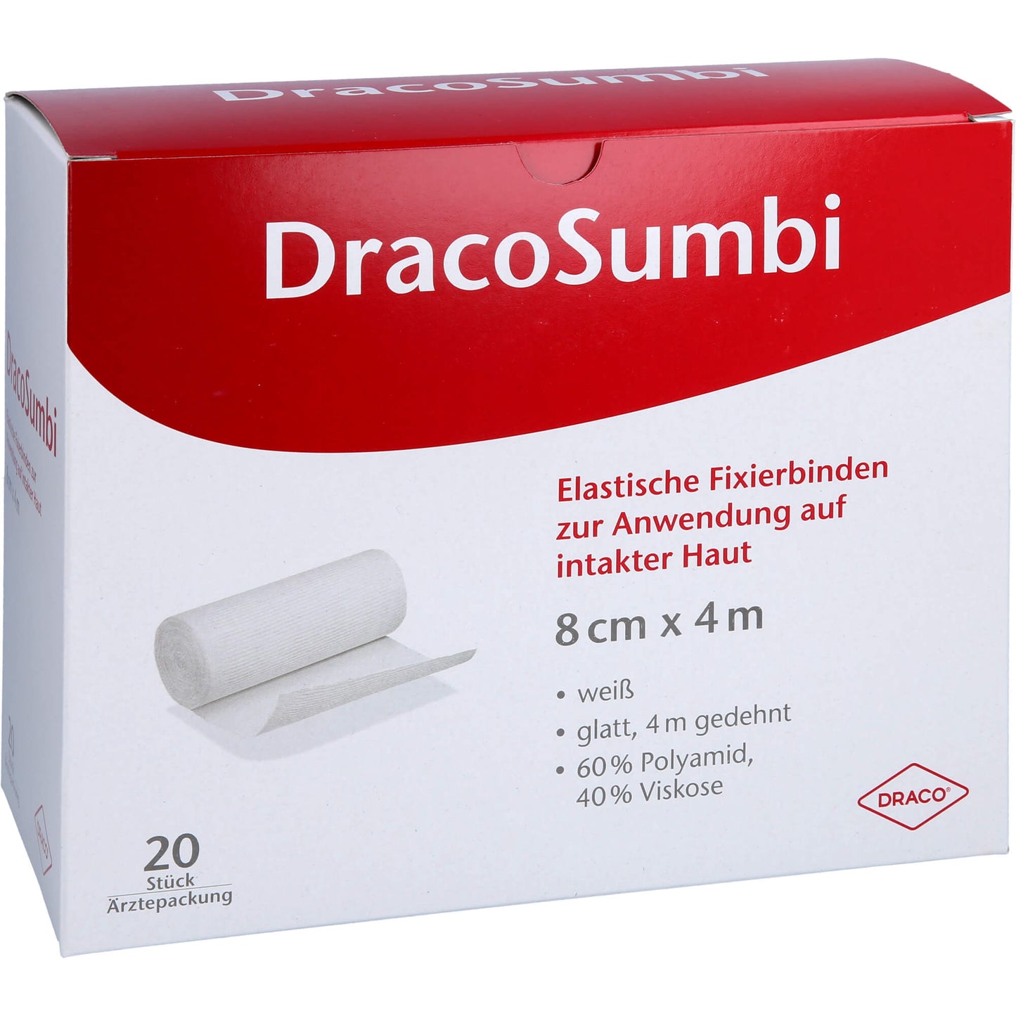DRACOSUMBI Fixierbinde 8 cmx4 m weiß 20 St