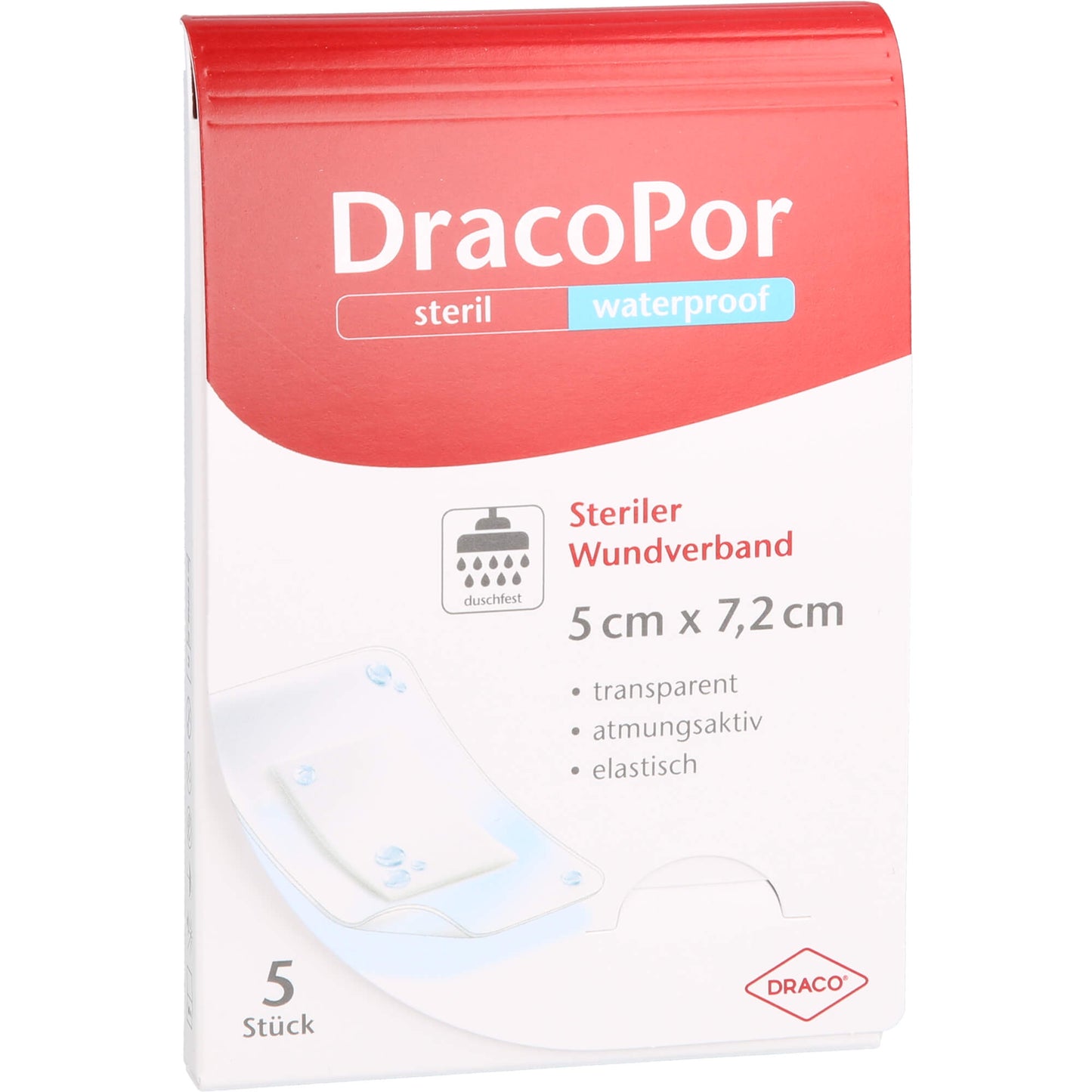 DRACOPOR waterproof Wundverband 5x7,2 cm steril 5 St