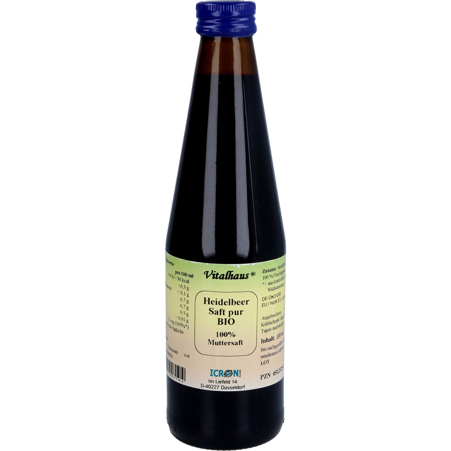 HEIDELBEER SAFT pur Bio Vitalhaus 330 ml