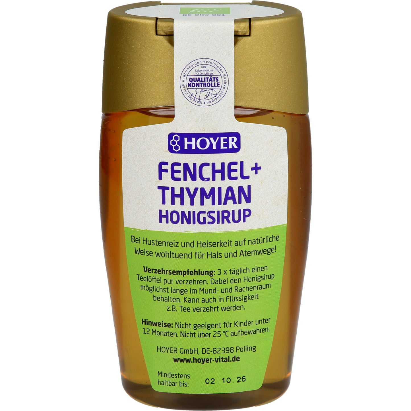 HOYER Fenchel+Thymian Honigsirup 250 g
