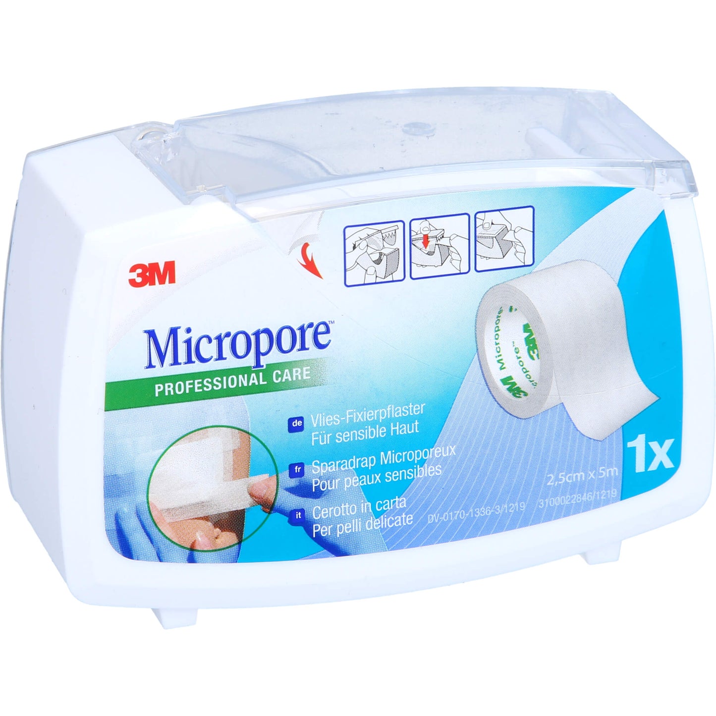 MICROPORE Vliespfl.2,5cmx5m m.Abroller 1530NP-1SD 1 St