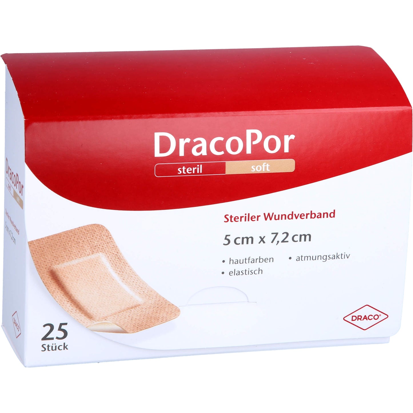 DRACOPOR Wundverband 5x7,2 cm steril hautfarben 25 St