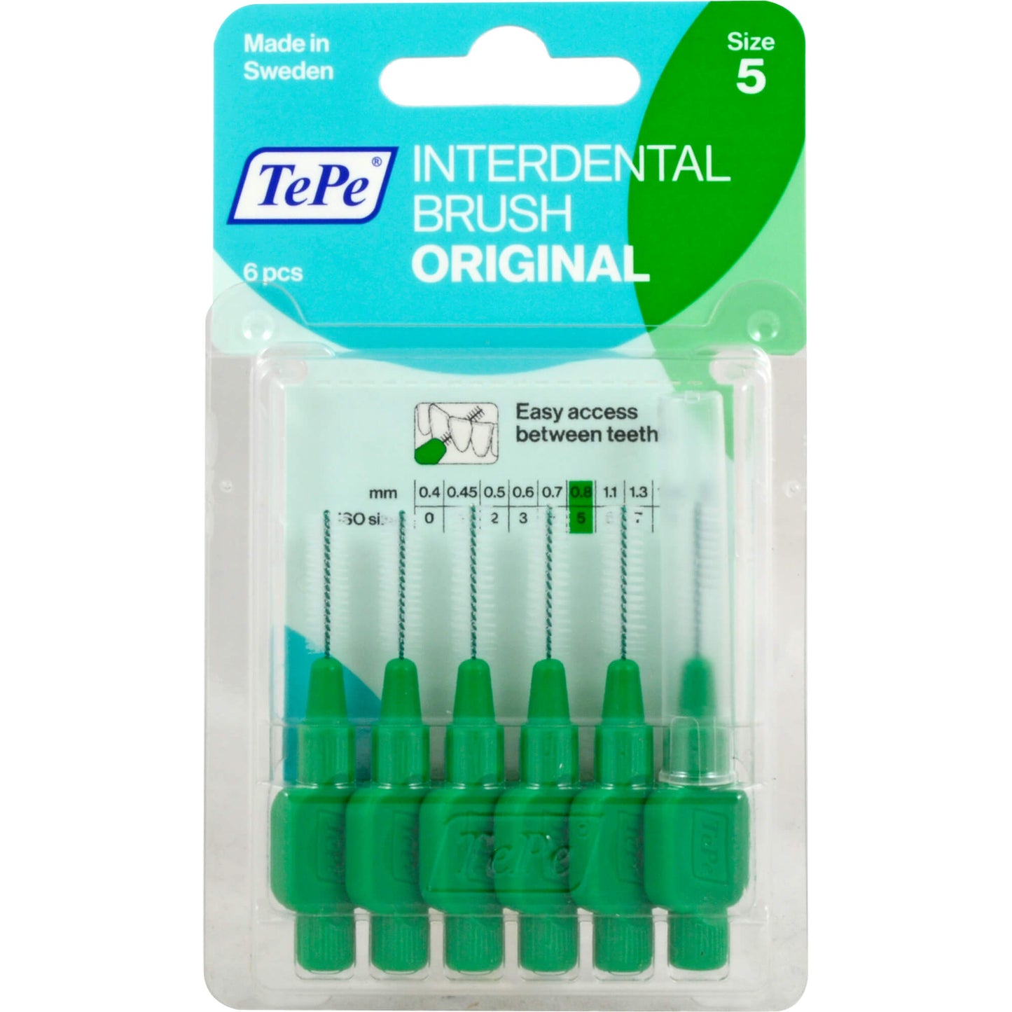 TEPE Interdentalbürste 0,8mm grün 6 St
