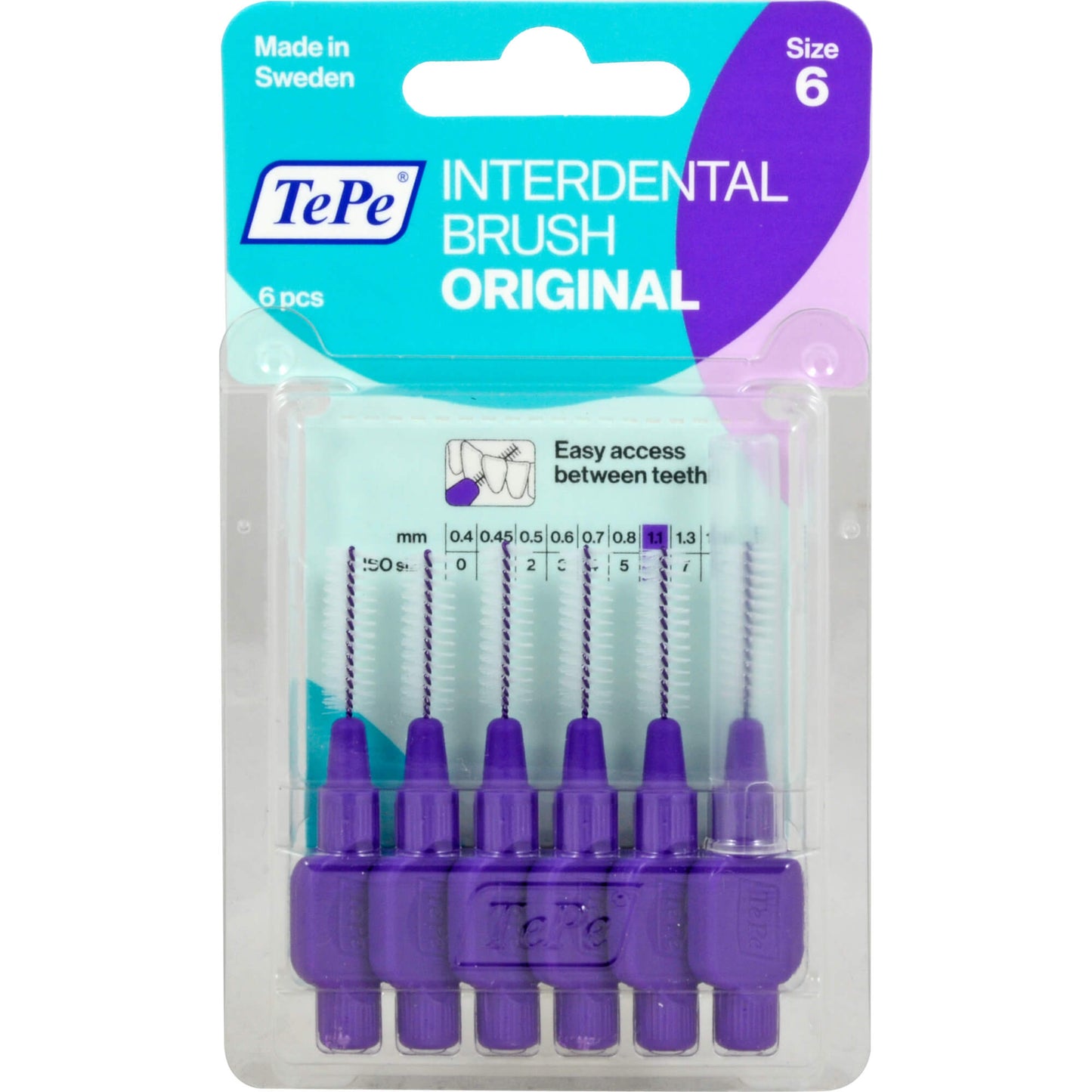 TEPE Interdentalbürste 1,1mm lila 6 St