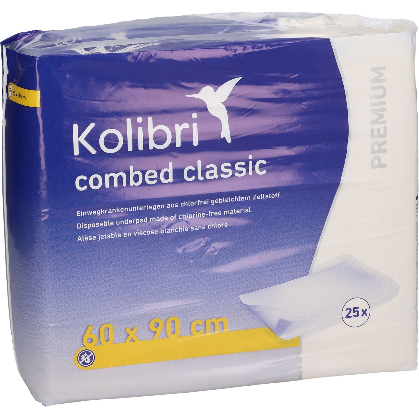 KOLIBRI combed Krankenunt.premium classic 60x90 cm 25 St