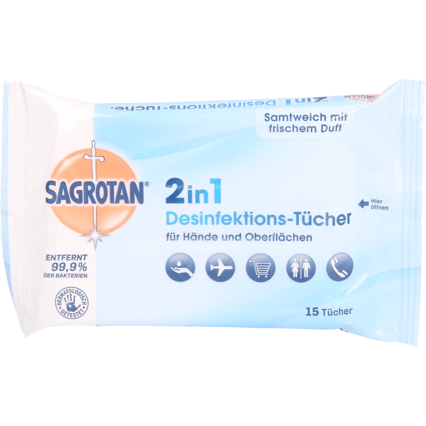 SAGROTAN 2in1 Desinfektions-Tücher 15 St