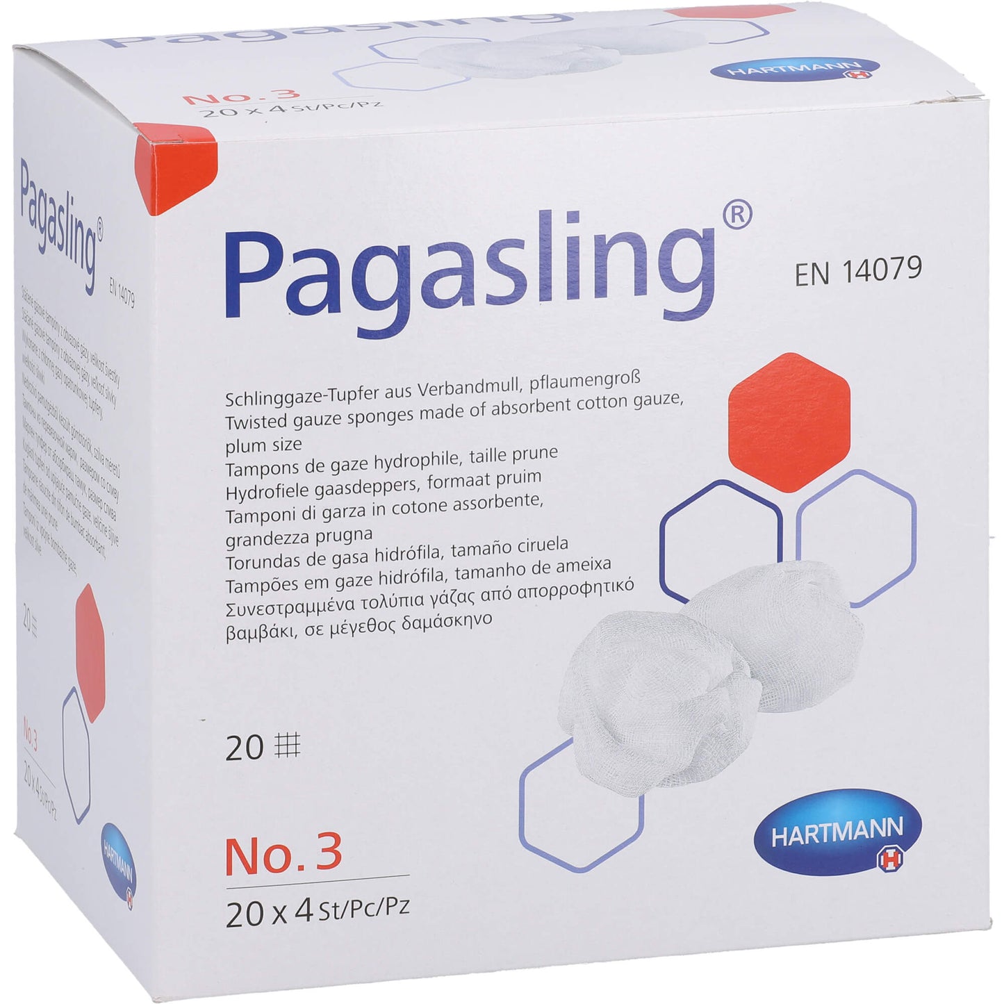 PAGASLING Mulltupfer Gr.3 pflaumengroß steril 20X4 St