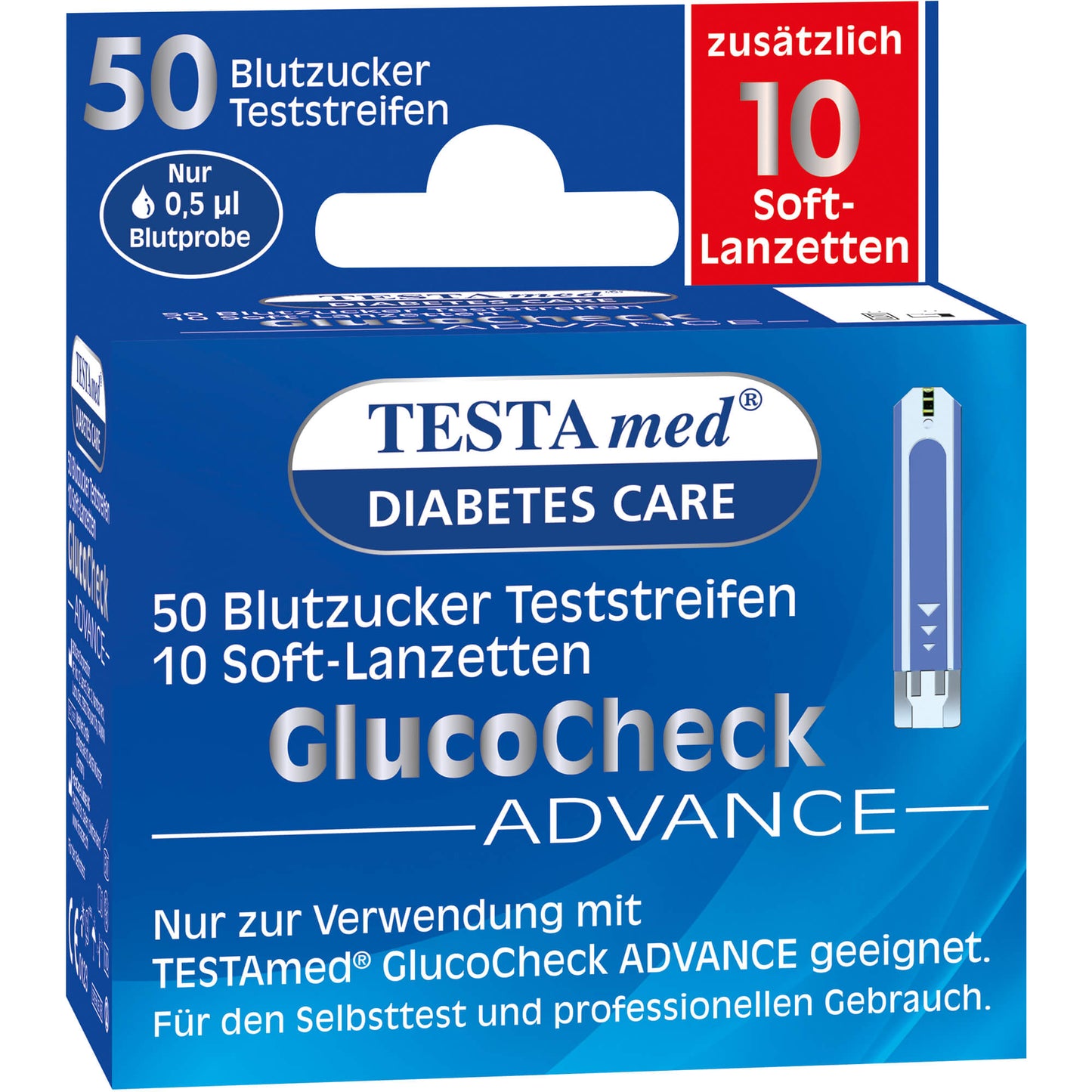 TESTAMED GlucoCheck Advance 50 Teststr.m.10 Lanz. 1 P