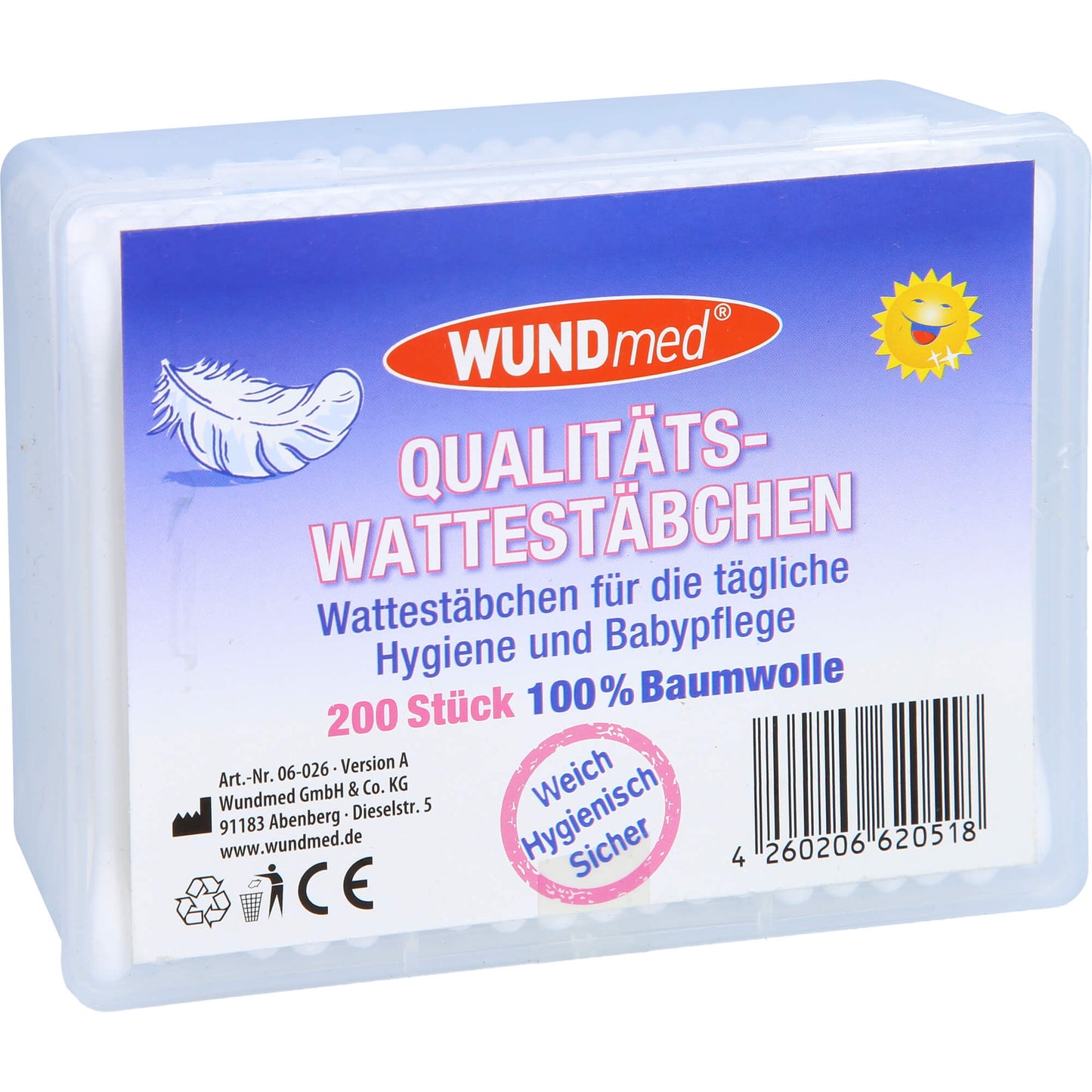 QUALITÄTS Wattestäbchen Baumwolle 200 St
