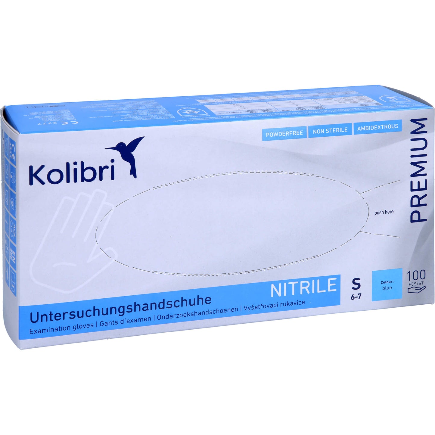 KOLIBRI Premium U.Hands.Nitril unst.pf S blau 100 St