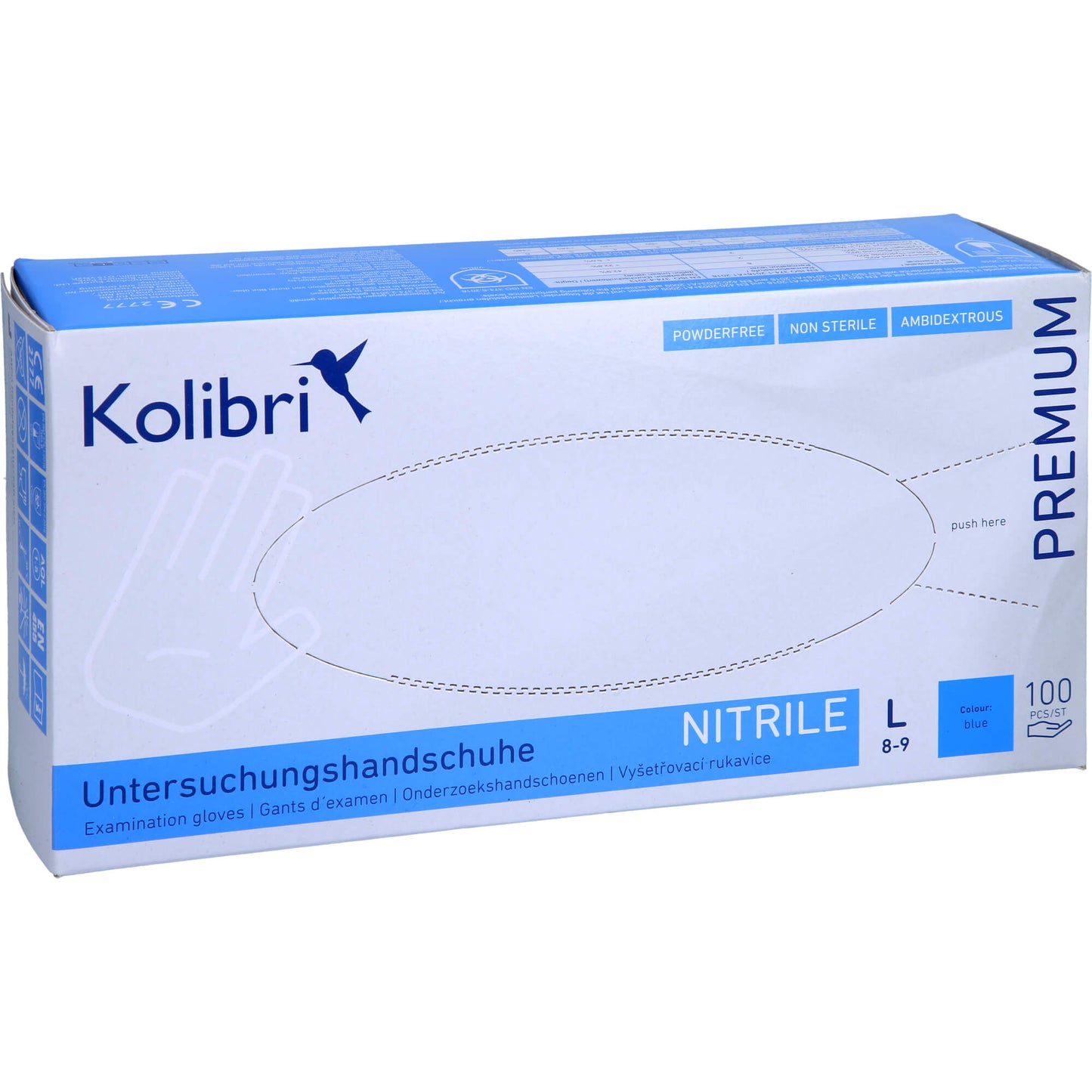 KOLIBRI Premium U.Hands.Nitril unst.pf L blau 100 St