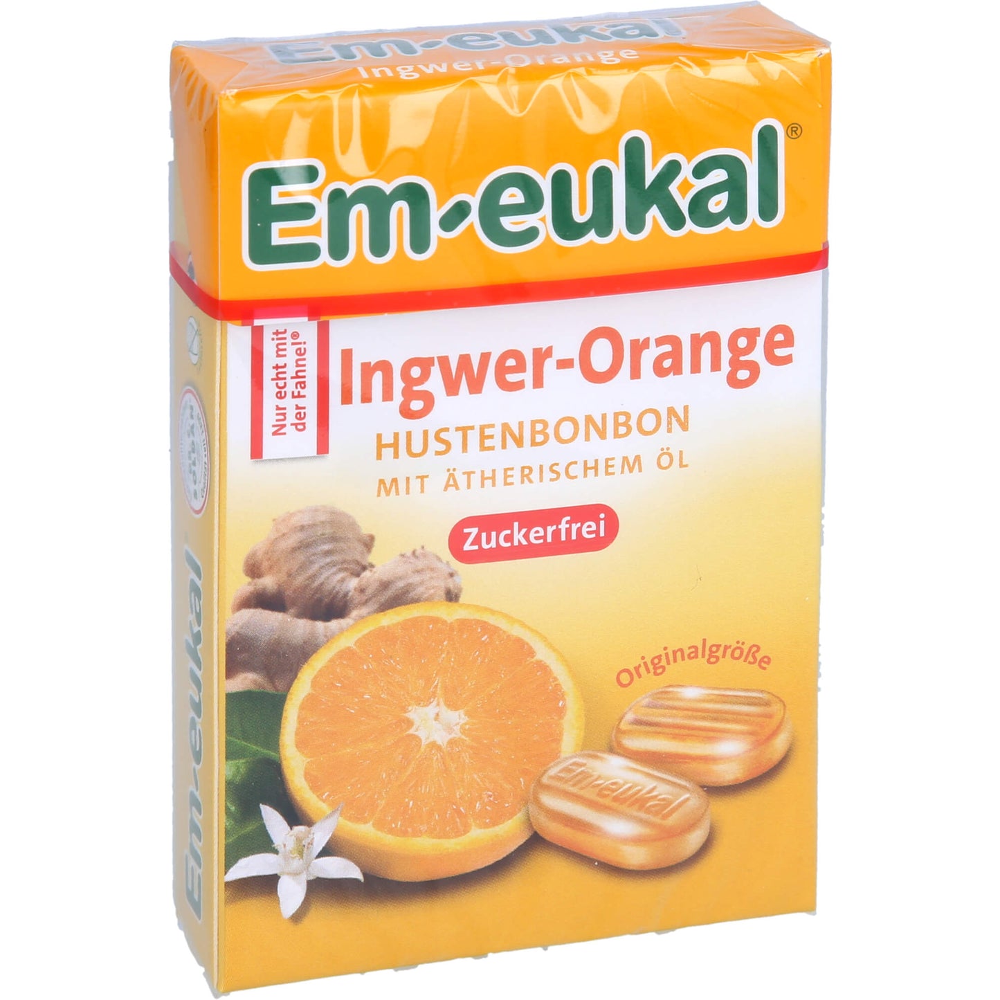 EM-EUKAL Bonbons Ingwer Orange zuckerfrei Box 50 g