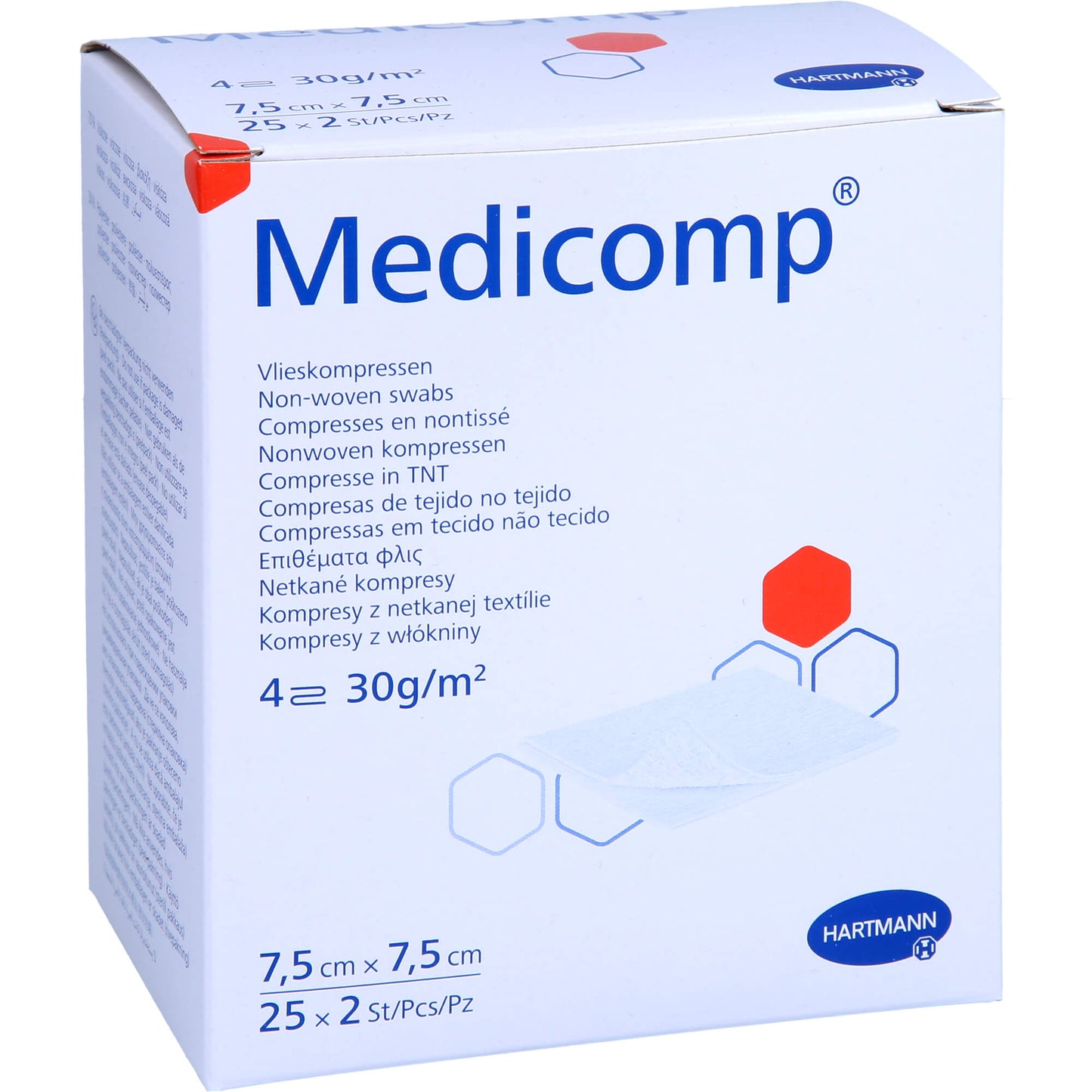 MEDICOMP Vlieskomp.steril 7,5x7,5 cm 4fach 25X2 St