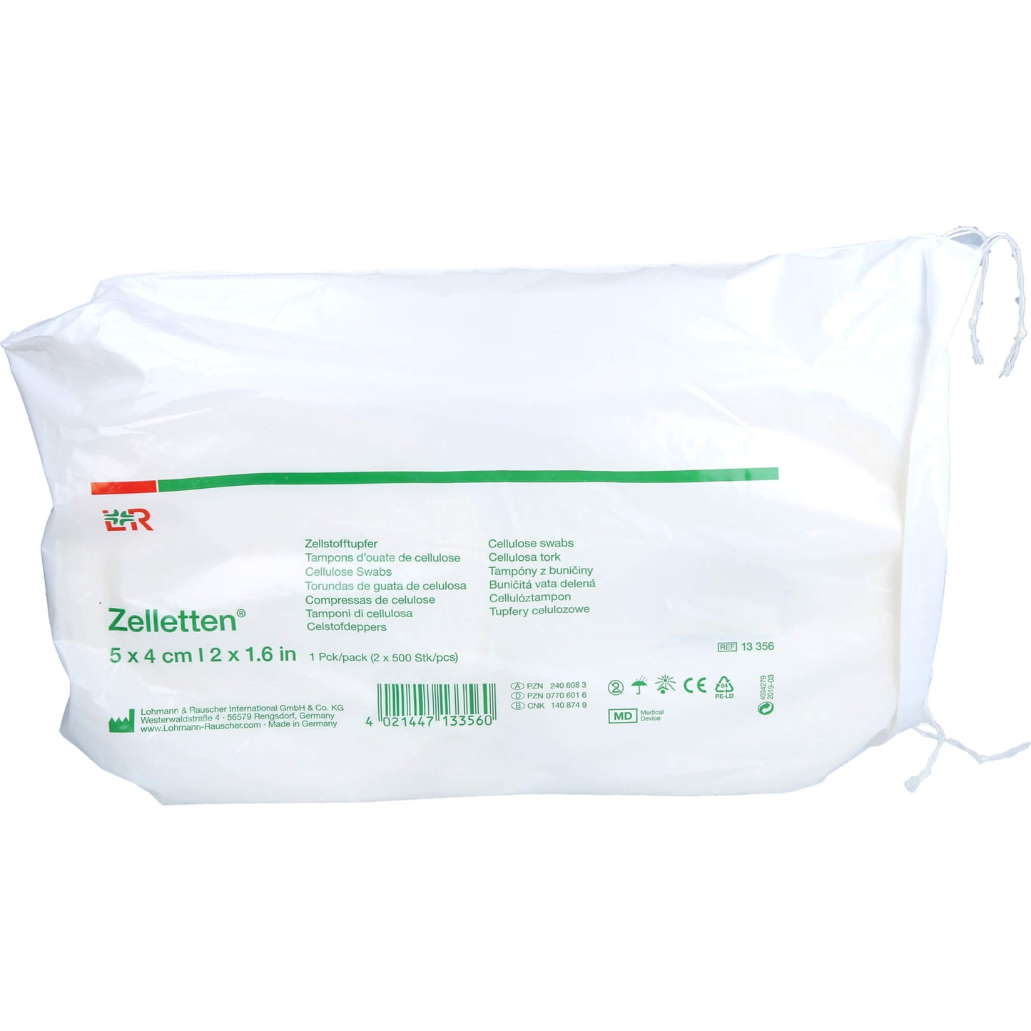 ZELLETTEN Tupfer 4x5 cm unsteril Rolle 2X500 St