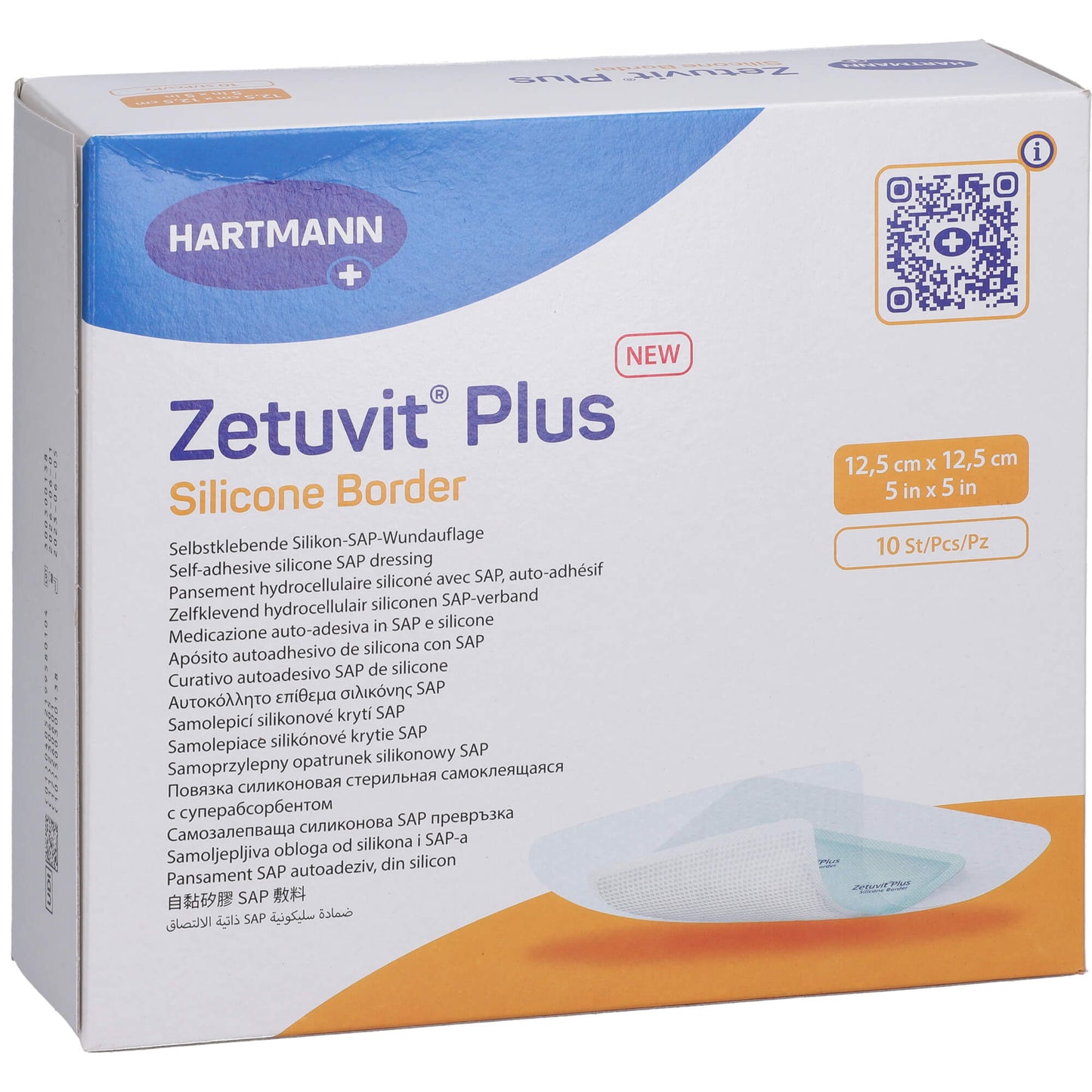 ZETUVIT Plus Silicone Border steril 12,5x12,5 cm 10 St