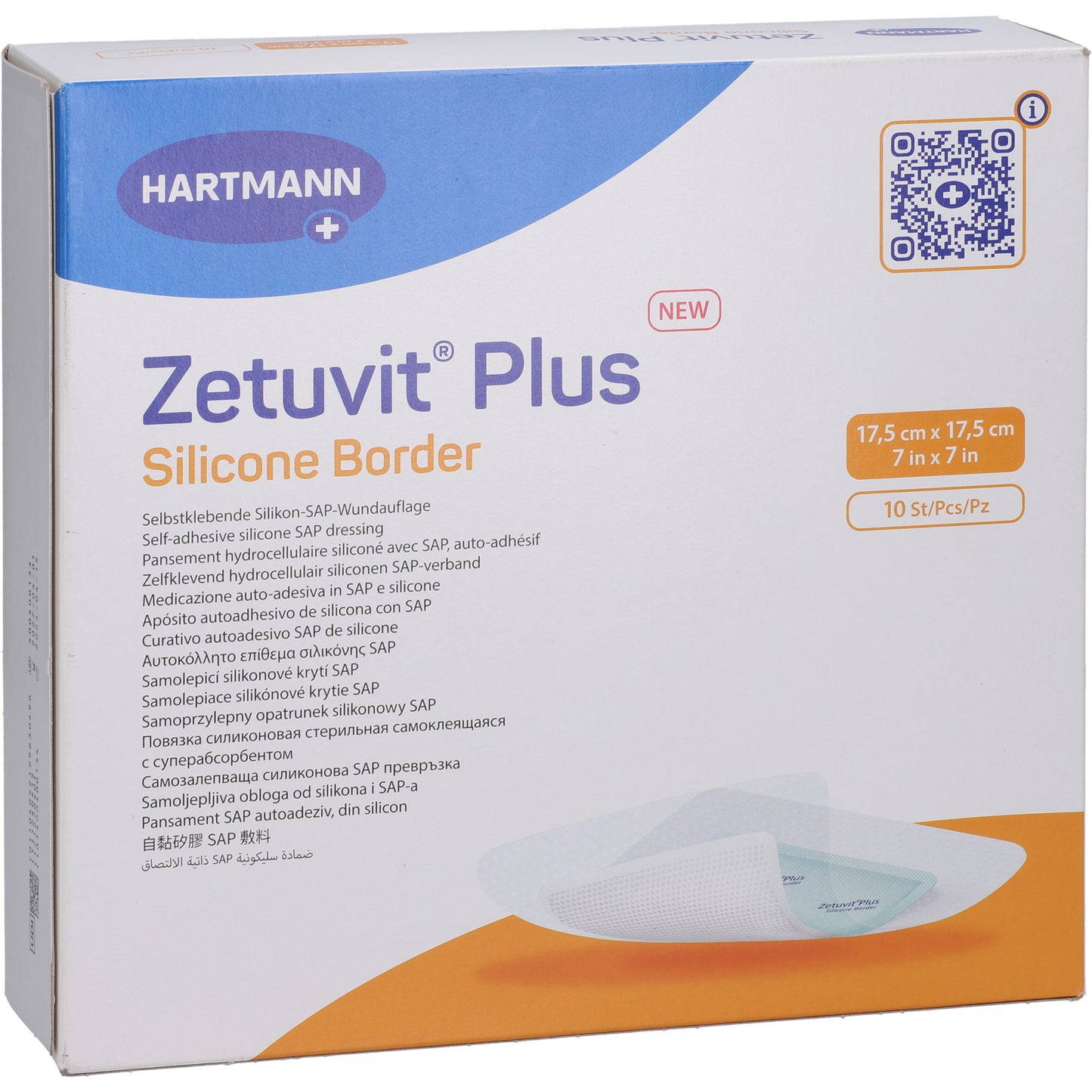 ZETUVIT Plus Silicone Border steril 17,5x17,5 cm 10 St