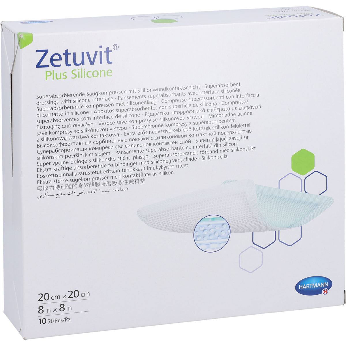 ZETUVIT Plus Silicone steril 20x20 cm 10 St
