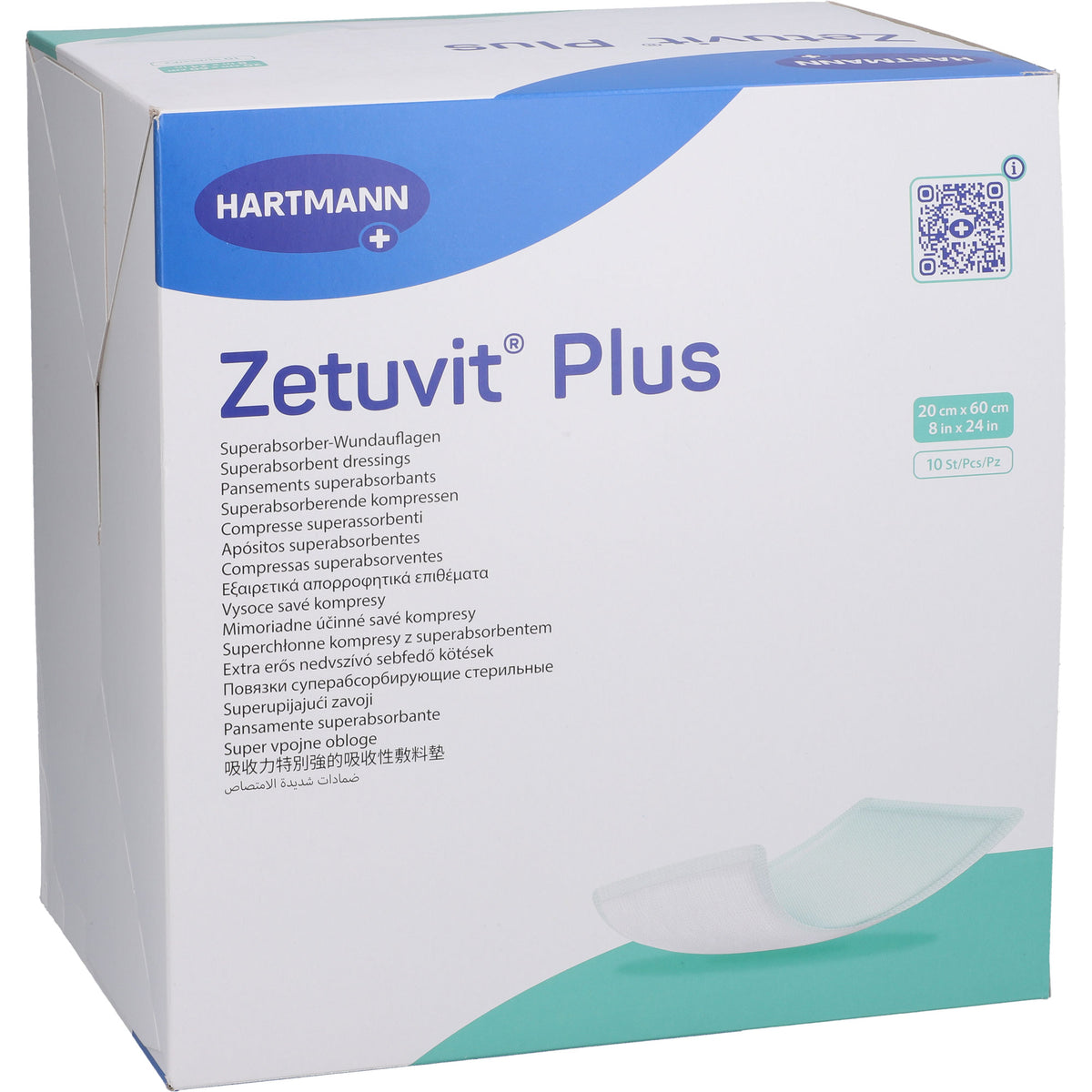 ZETUVIT Plus extrastarke Saugkompr.steril 20x60 cm 10