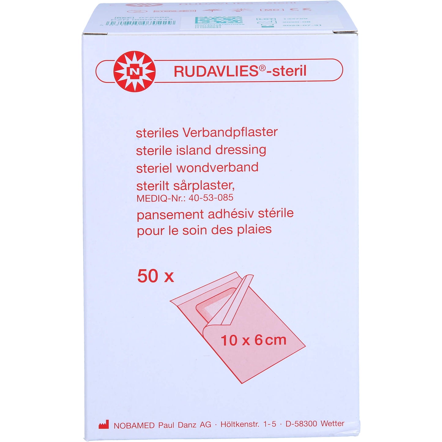 RUDAVLIES-steril Verbandpflaster 6x10 cm 50 St