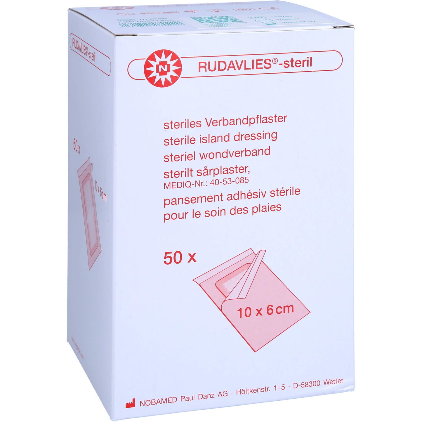 RUDAVLIES-steril Verbandpflaster 6x10 cm 50 St