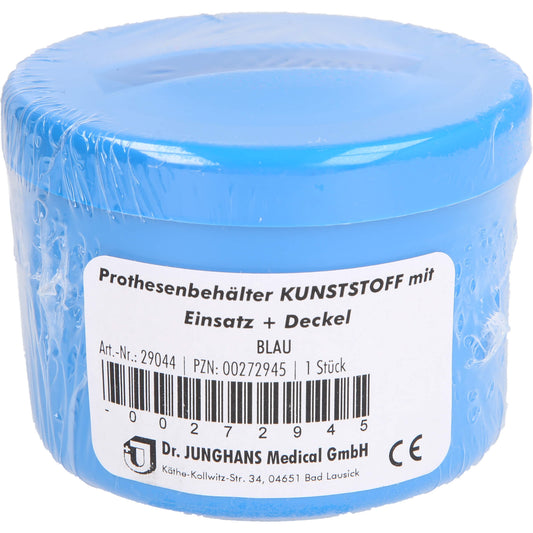 PROTHESENBEHÄLTER Kunststoff mit Deckel blau 1 St