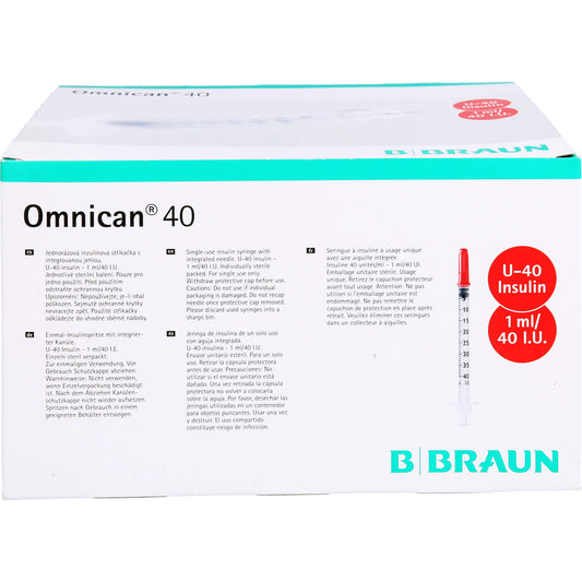 OMNICAN Insulinspr.1 ml U40 m.Kan.0,30x8 mm einz. 100X1 St