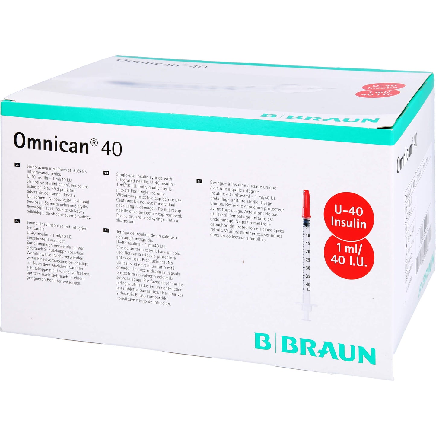 OMNICAN Insulinspr.1 ml U40 m.Kan.0,30x8 mm einz. 100X1 St