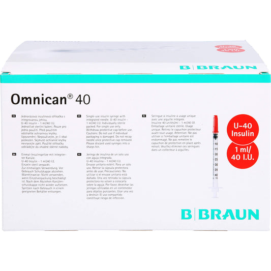 OMNICAN Insulinspr.1 ml U40 m.Kan.0,30x12 mm einz. 100X1 St