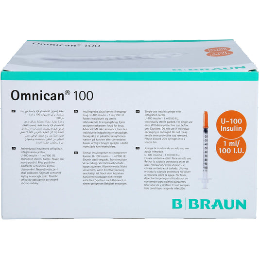OMNICAN Insulinspr.1 ml U100 m.Kan.0,30x8 mm einz. 100X1 St