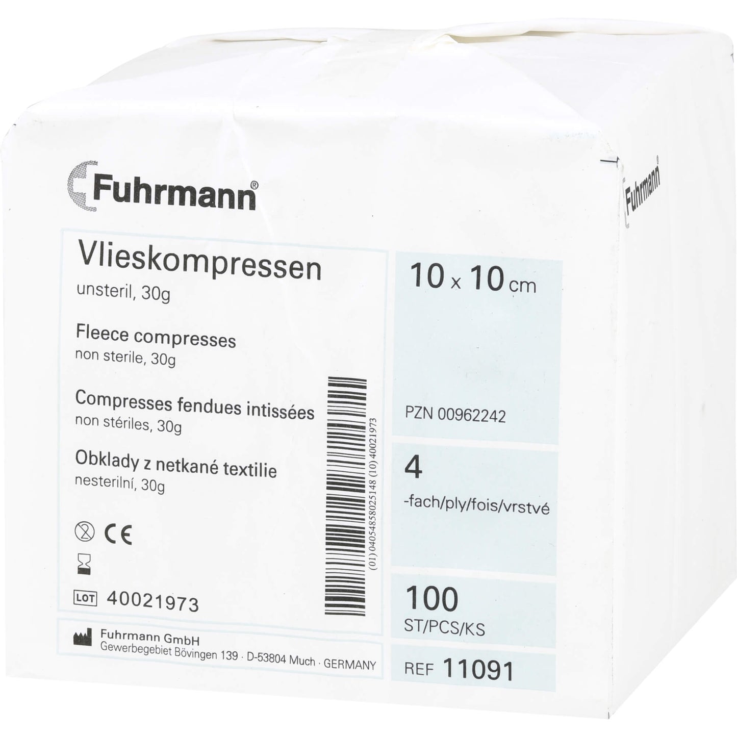 VLIESKOMPRESSEN unsteril 10x10 cm 4lagig 100 St