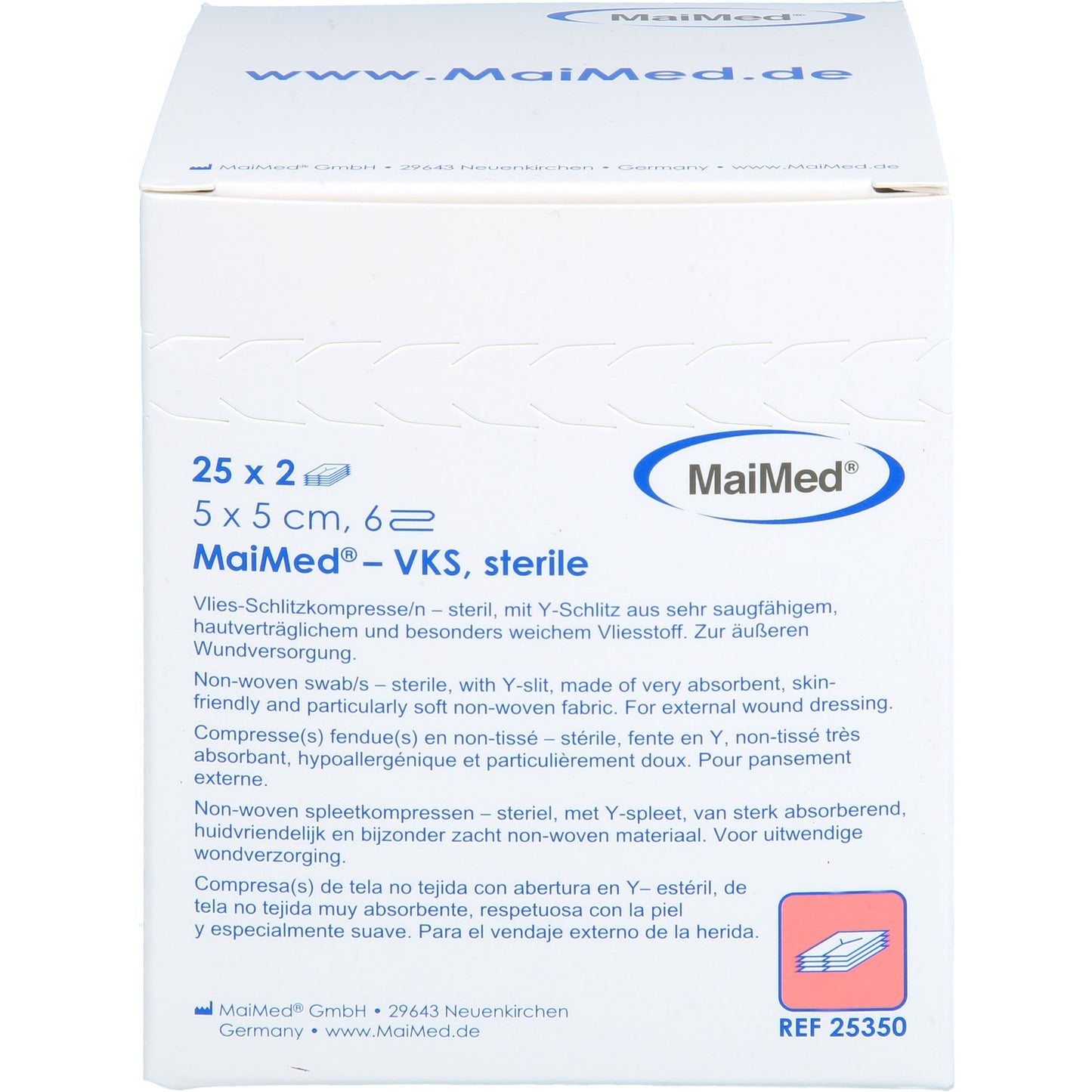 VLIES-SCHLITZKOMPRESSEN steril 5x5 cm 6fach 25X2 St