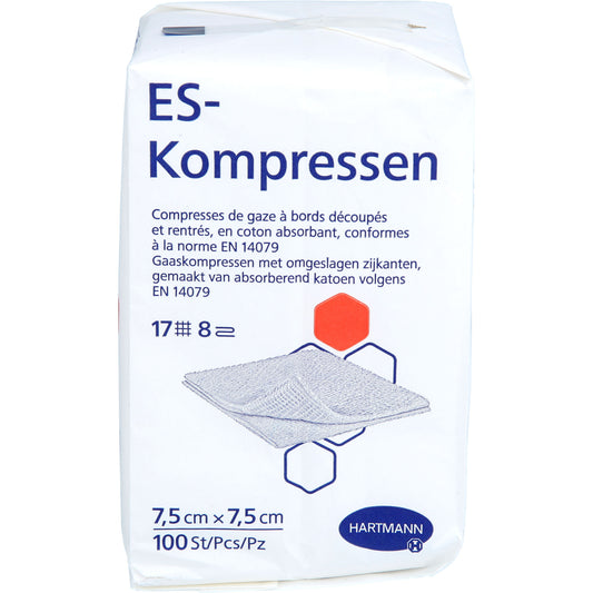 ES-KOMPRESSEN unsteril 7,5x7,5 cm 8fach 100 St