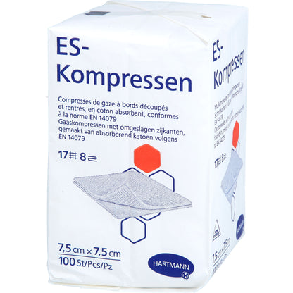 ES-KOMPRESSEN unsteril 7,5x7,5 cm 8fach 100 St