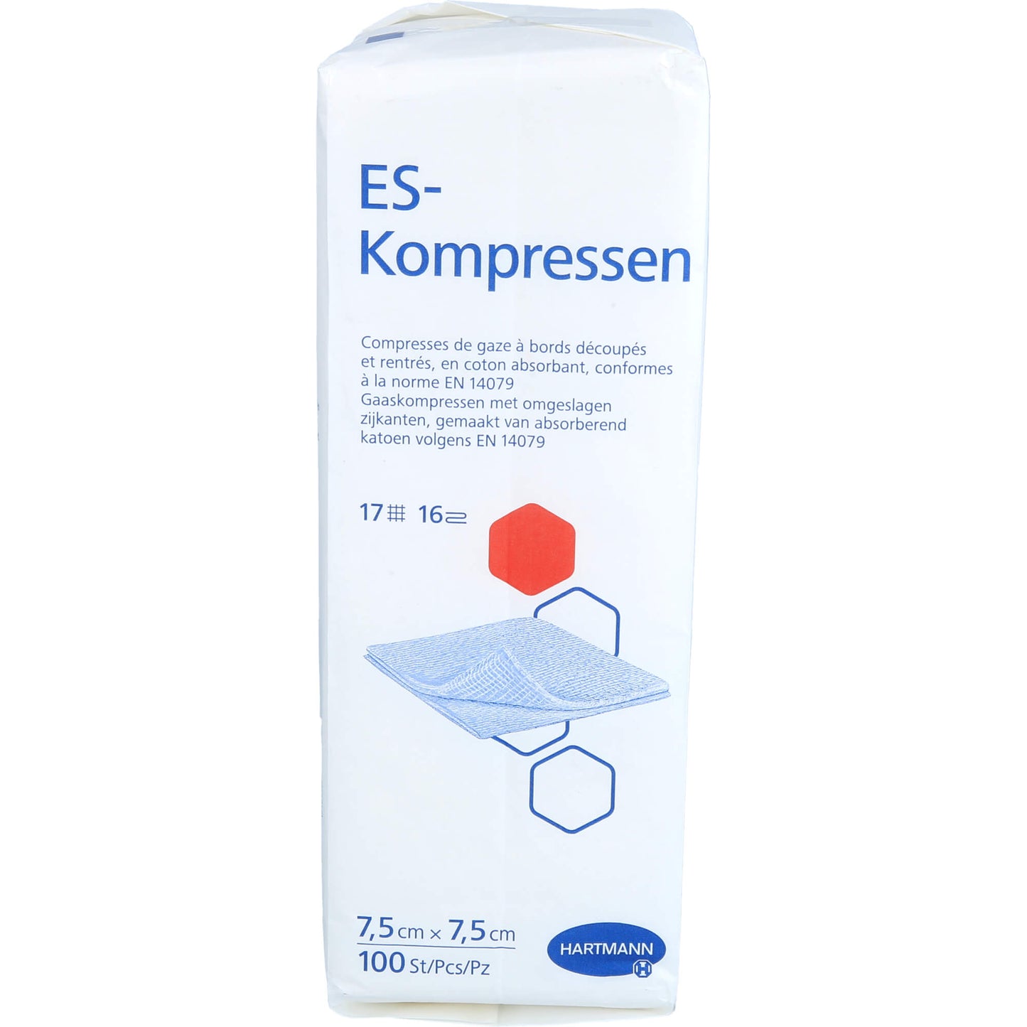 ES-KOMPRESSEN unsteril 7,5x7,5 cm 16fach 100 St