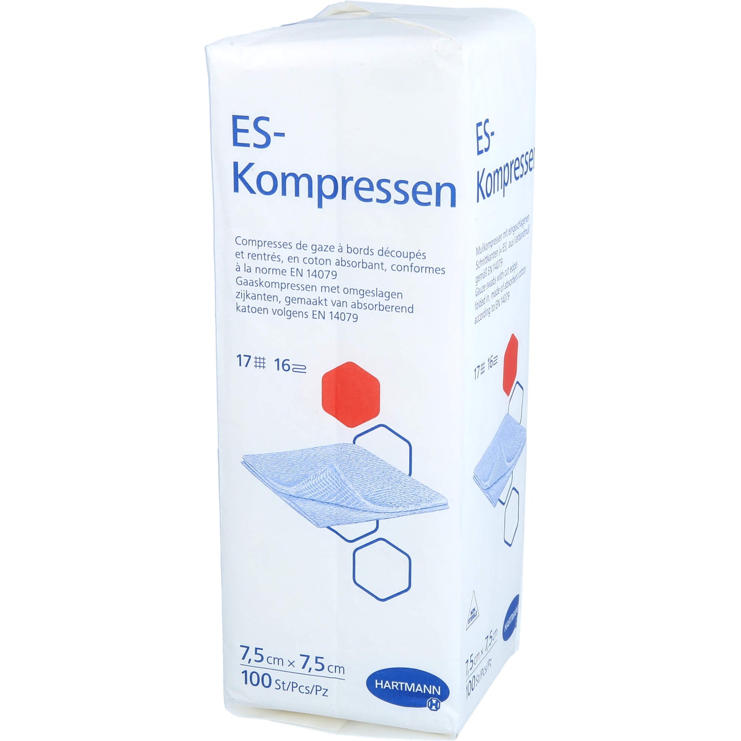 ES-KOMPRESSEN unsteril 7,5x7,5 cm 16fach 100 St