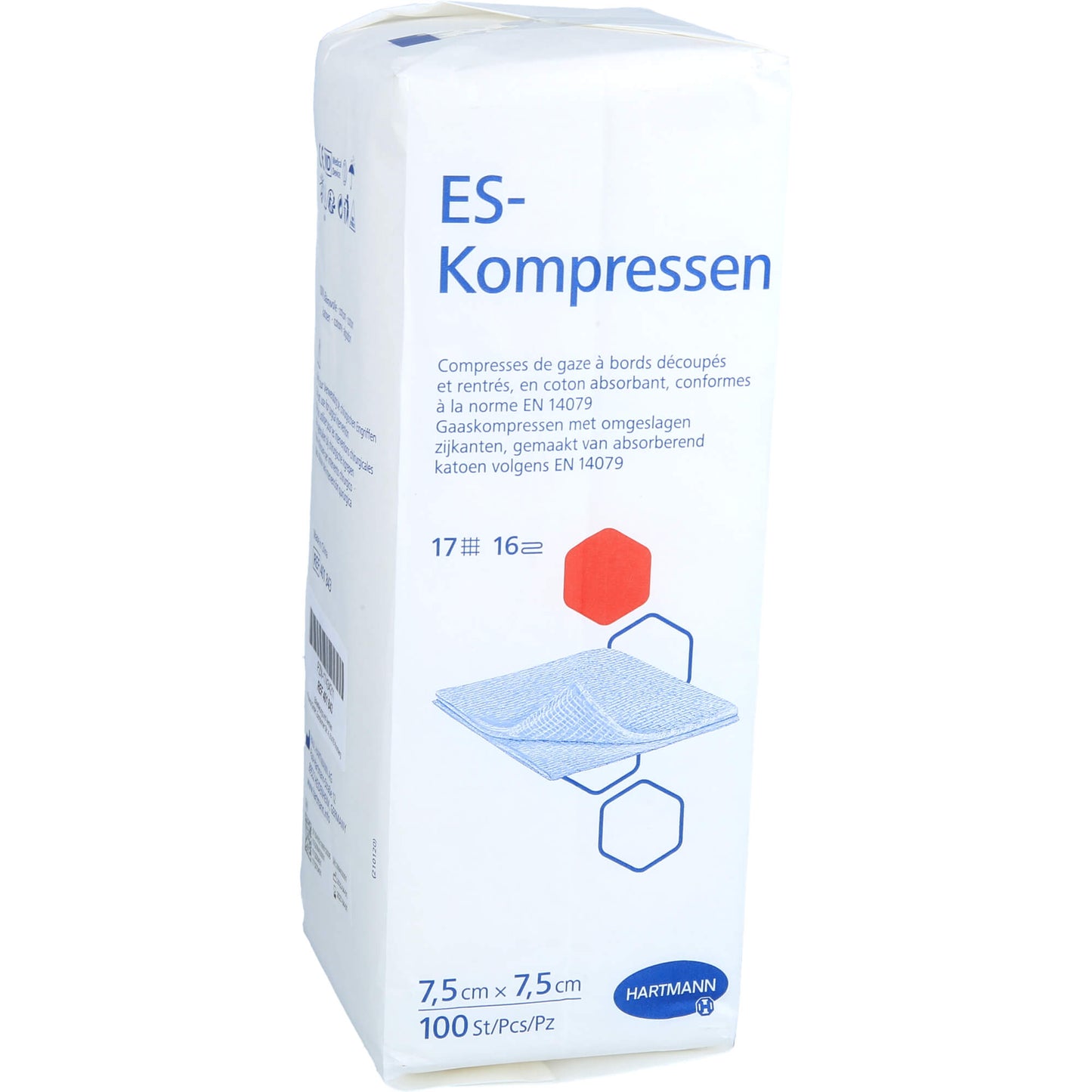 ES-KOMPRESSEN unsteril 7,5x7,5 cm 16fach 100 St