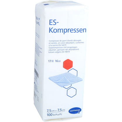 ES-KOMPRESSEN unsteril 7,5x7,5 cm 16fach 100 St