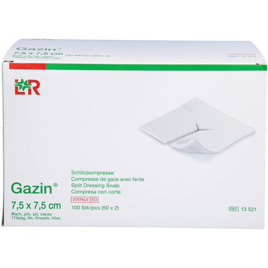 GAZIN Schlitzkompressen 7,5x7,5 cm steril 8fach 50X2 St