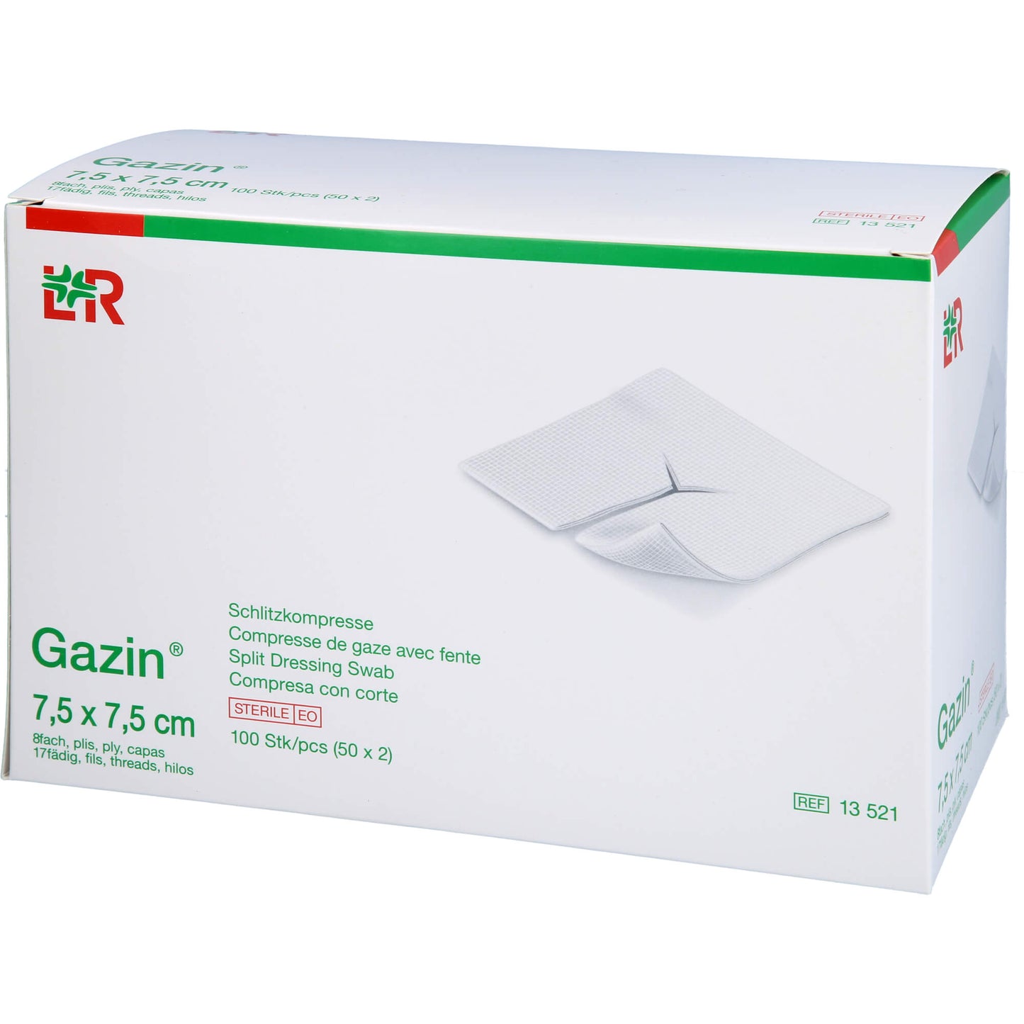 GAZIN Schlitzkompressen 7,5x7,5 cm steril 8fach 50X2 St