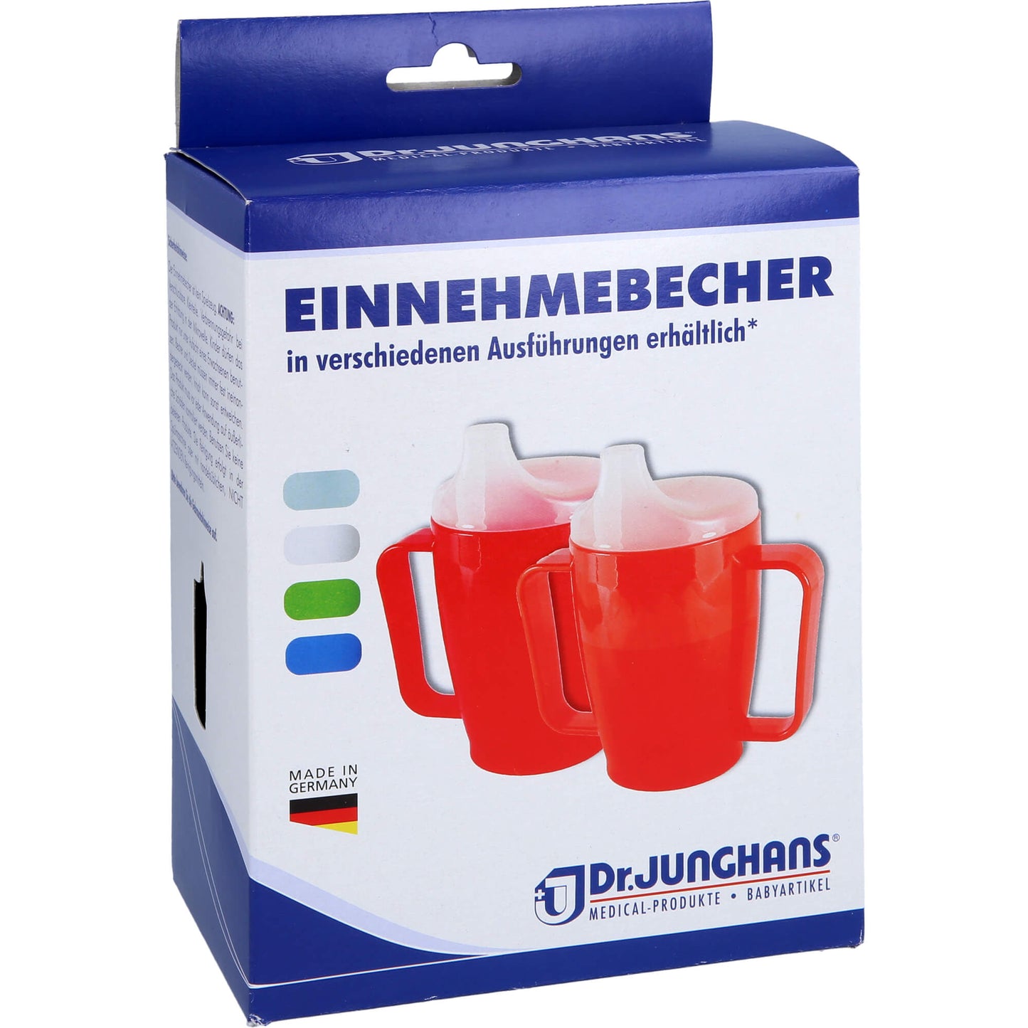 EINNEHMEBECHER m.2 Griffen+2 Deckel 4+12mm blau 1 St