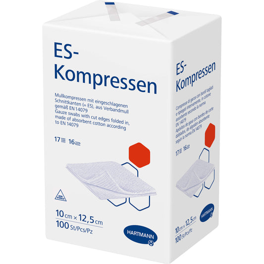 ES-KOMPRESSEN unsteril 10x12,5 cm 16fach 100 St
