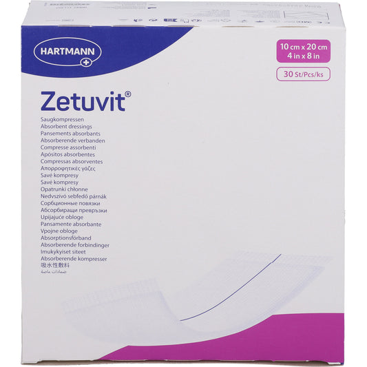 ZETUVIT Saugkompressen unsteril 10x20 cm 30 St