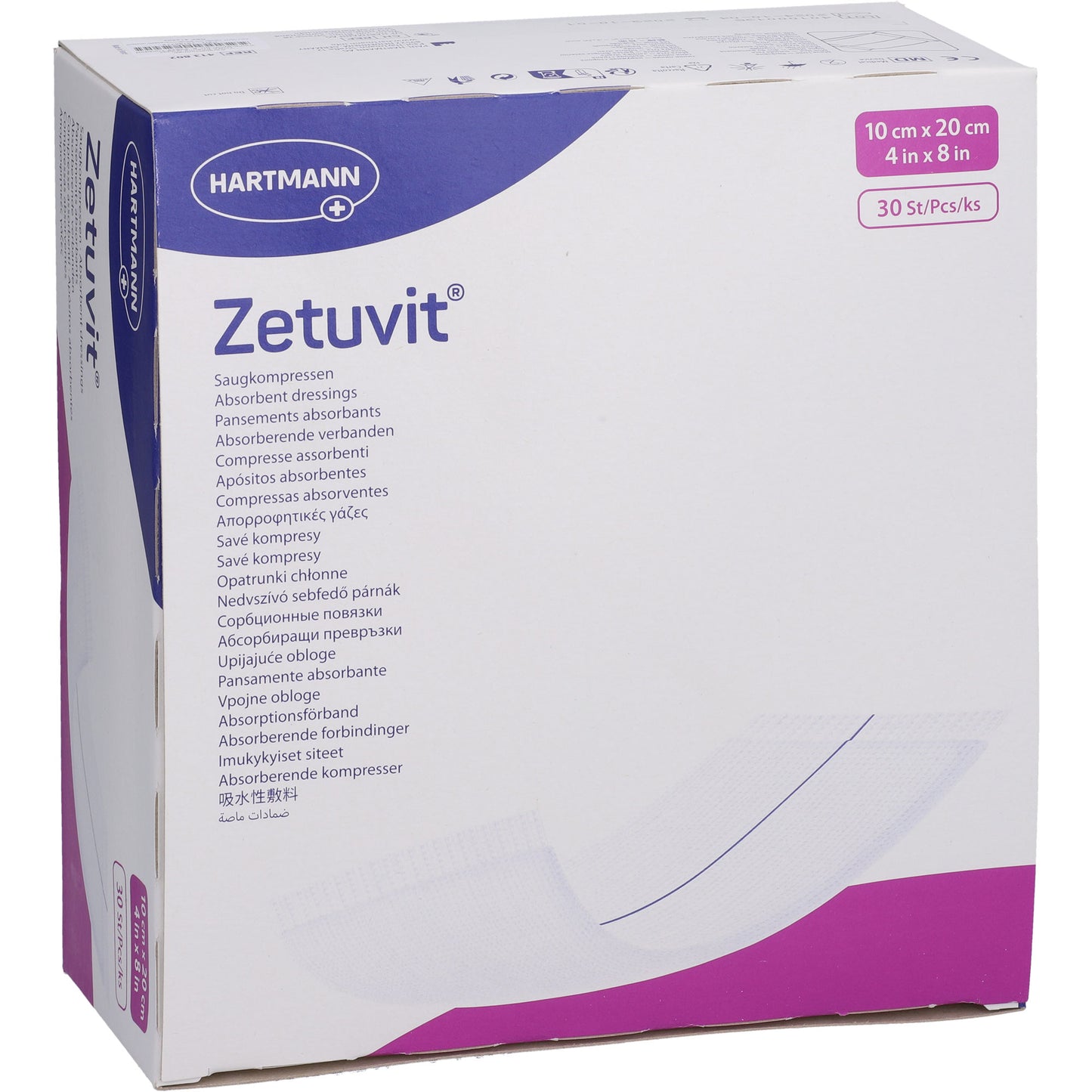 ZETUVIT Saugkompressen unsteril 10x20 cm 30 St