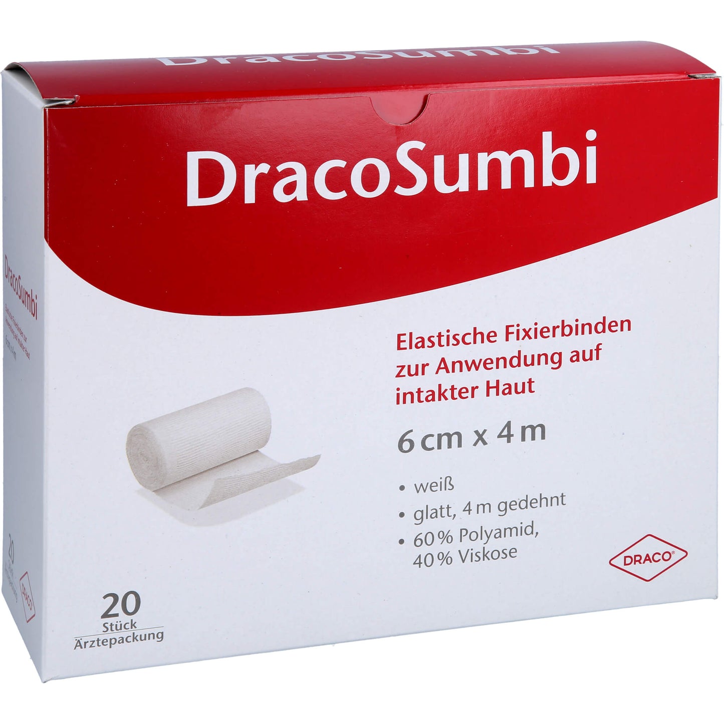 DRACOSUMBI Fixierbinde 6 cmx4 m weiß 20 St
