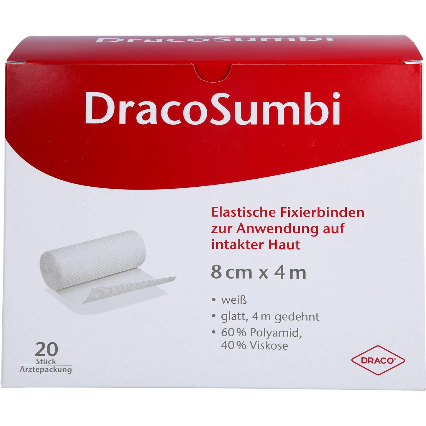 DRACOSUMBI Fixierbinde 8 cmx4 m weiß 20 St