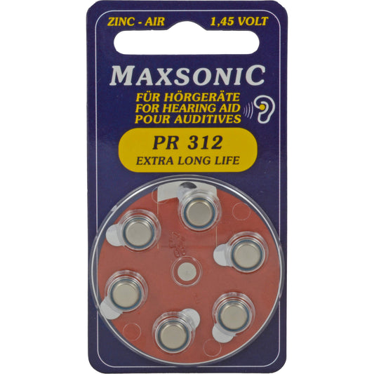 BATTERIEN f.Hörgeräte Maxsonic PR312 6 St