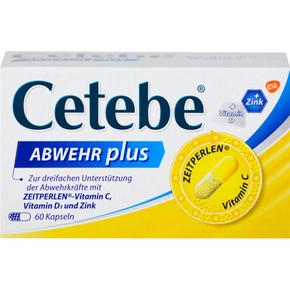 CETEBE ABWEHR plus Vitamin C+Vitamin D3+Zink Kaps. 60 St