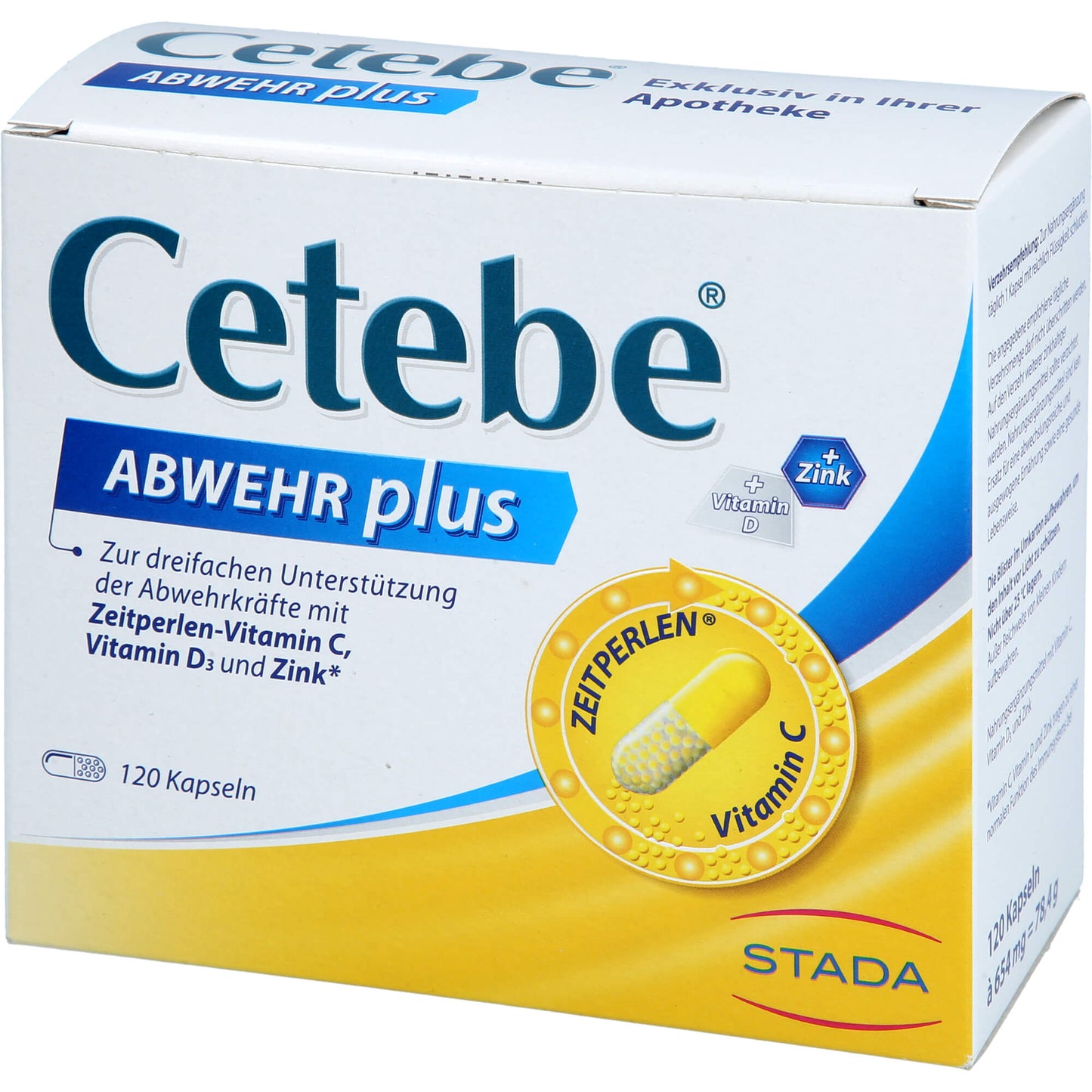 CETEBE ABWEHR plus Vitamin C+Vitamin D3+Zink Kaps. 120 St