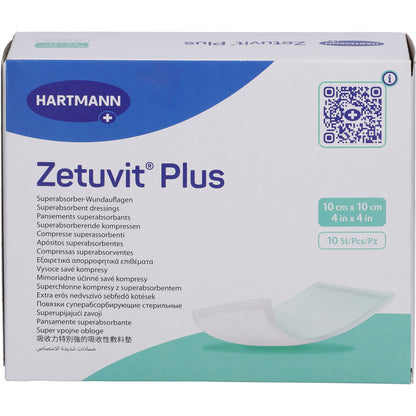 ZETUVIT Plus extrastarke Saugkompr.steril 10x10 cm 10 St
