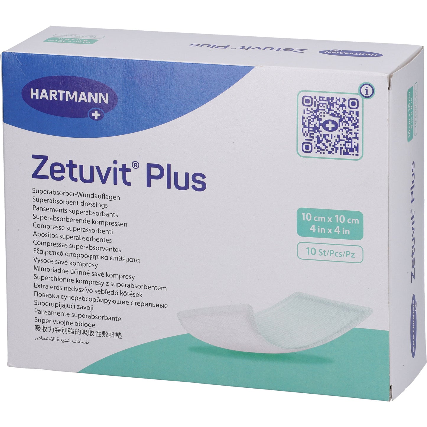 ZETUVIT Plus extrastarke Saugkompr.steril 10x10 cm 10 St